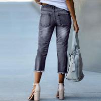 Vaqueros de siete cuartos ajustados elásticos a la moda lavados de verano para mujer - details 7