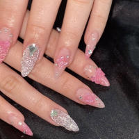 Uñas Falsas de Almendra con Brillantes Cubierta Completa, Sin Desvanecimiento, Artificial para Experts y No Expertos - details 4