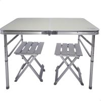62643 - Mesa plegable portátil camping para 2 personas, Incluye 2 taburetes, conjunto jardín con sillas - details 0