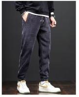 Pantalones rectos sueltos informales versátiles de lana de invierno de pana de gran tamaño para hombre - details 4