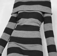 Vestido de punto largo para mujer con estampado de leopardo multicolor otoñal, de lana, con rayas verticales onduladas efecto agua. - details 9