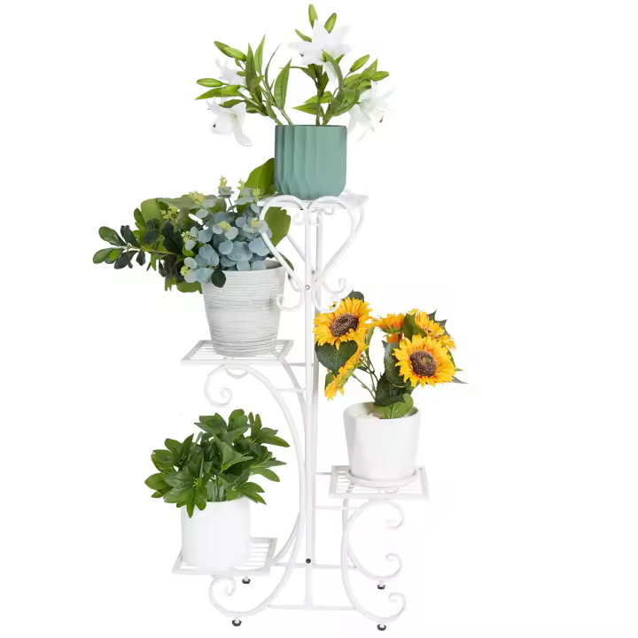 UNHO Estanterias para Plantas de Metal Soporte Escalera Macetas Decorativo 93x25x129cm - 1