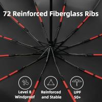 Paraguas plegable automático resistente al viento, 72 varillas de fibra de vidrio reforzadas, paraguas de protección contra el sol y la lluvia UV 50+ para hombres y mujeres - details 2