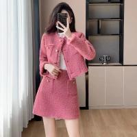 Otoño/Invierno nuevo conjunto elegante de dos piezas: chaqueta y falda de lana elegantes y gruesas, traje de dama sofisticado gran oferta - details 7