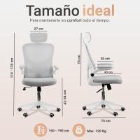 Silla de oficina Ajustable y Reclinable con Soporte Lumbar, Reposacabezas Ajustable, Plegables, Malla Transpirable, Ruedas Giratorias 360 °   Soporta hasta 120kg - Negro - details 8