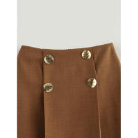 Minifalda acampanada de cintura alta vintage 2025 con botones delanteros para mujer, faldas elegantes de oficina para mujer - details 1