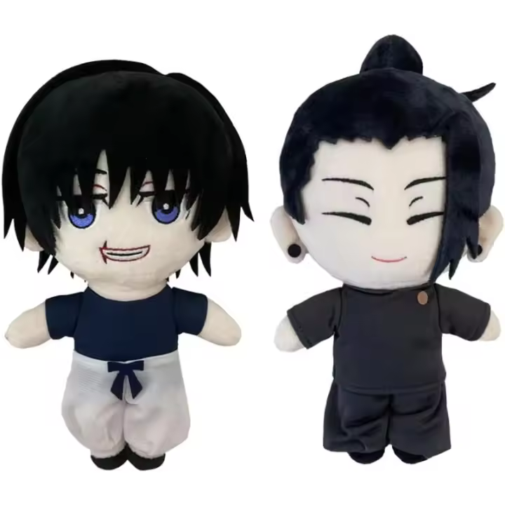 Figura suave de anime Fushiguro Toji, personaje lindo de 25 cm Geto Suguru Okkotsu Yuta, almohada rellena, cojín, decoración de sofá para el hogar de dibujos animados para fanáticos (2 piezas) - 1