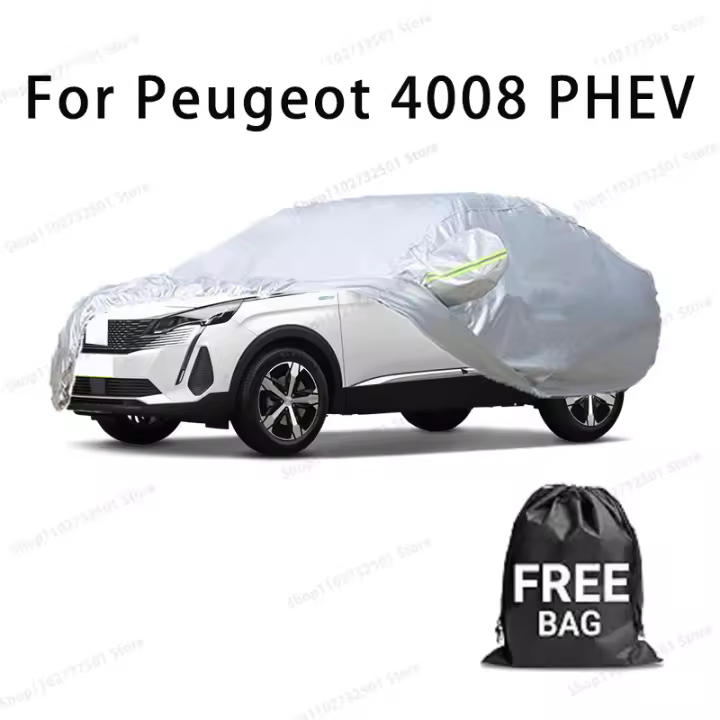 Funda de coche para Peugeot 4008 PHEV, cubierta completa, impermeable, protección solar, resistente a los arañazos, accesorios para coches, color plateado - 1