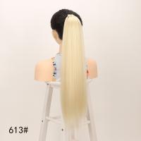 Extensiones de cola de caballo sintéticas esponjosas, suaves con banda elástica, postizo largo Yaki liso, bricolaje, colas de caballo postizas de 24 pulgadas, uso diario - details 12