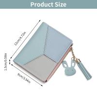 Bolso de cuero PU para mujer, monedero moderno, tarjetero, billetera corta, monedero con cremallera, carteras con paneles de retazos - details 4