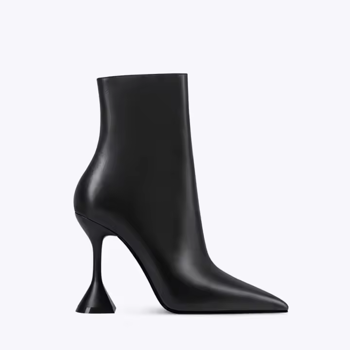 Tacones femeninos con punta negra, vestido de fiesta elegante, botines cortos de 10 cm, tacones altos delgados - 1