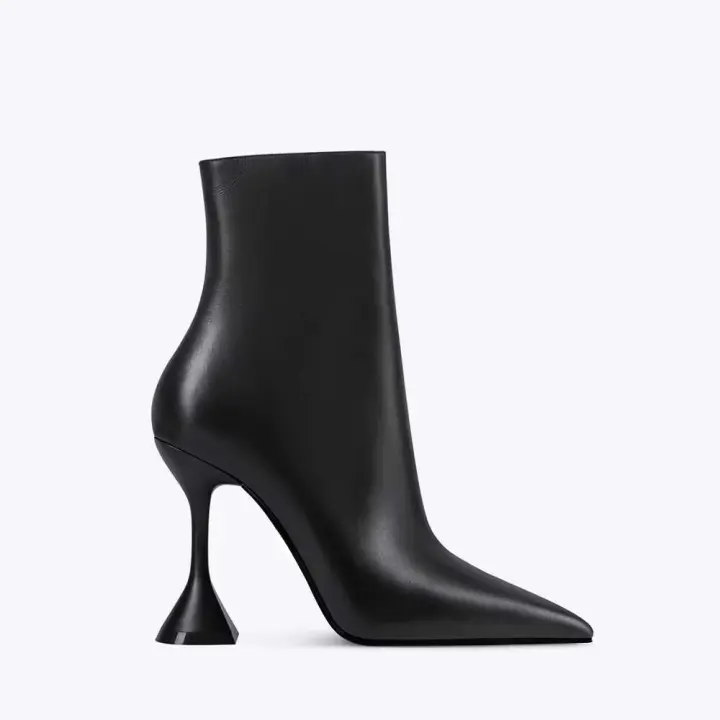 Tacones femeninos con punta negra, vestido de fiesta elegante, botines cortos de 10 cm, tacones altos delgados - 1