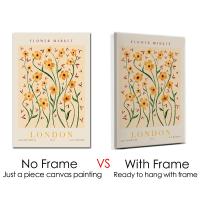 Cuadro de Pintura Nórdica en Lienzo con Marco de 3pcs Flores Salvajes del Mercado Posters Daneses Pastel Artístico para Pared de Dormitorio Decoración Aestética Material de Lienzo Marca JUBEER - details 1