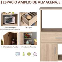 Cocina para Microondas Estante de Almacenamiento con 4 Ruedas y Frenos Cajón Abierto con Puerta - details 4