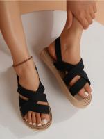 GIOIO Sandalias Planas Para Mujer, Zapatillas Geniales, Zapatillas Cruzadas De Franela Con Suela De Cáñamo Falsa De Cuerda De Cáñamo De Imitación - details 39