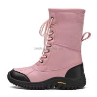 Nuevas botas de cuero italiano para mujer, zapatos americanos de piel de invierno de alta calidad, color rosa, para exteriores, 2025 - details 7