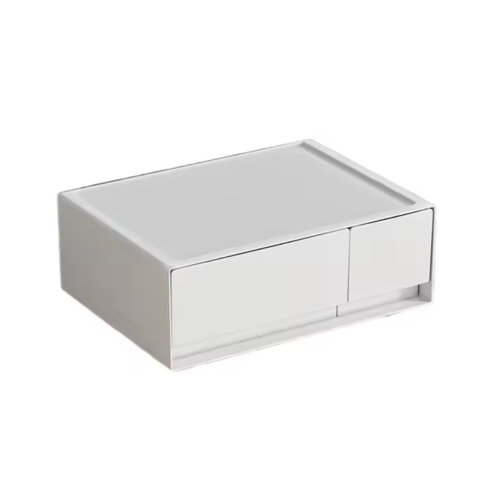 Cajón de almacenamiento apilable de plástico, caja de almacenamiento de escritorio tipo cajonera blanca, gran capacidad, organizador de almacenamiento de papelería para ahorrar espacio - 1