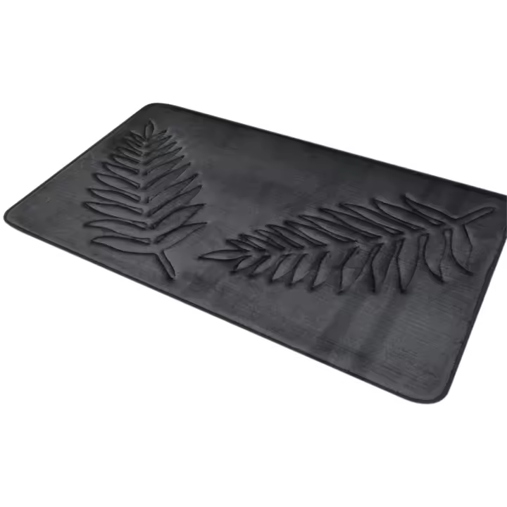 Alfombras de baño de espuma viscoelástica, alfombra de baño de hojas, antideslizante, absorbente de agua fuerte, microfibra, alfombras de baño absorbentes de agua E - 1