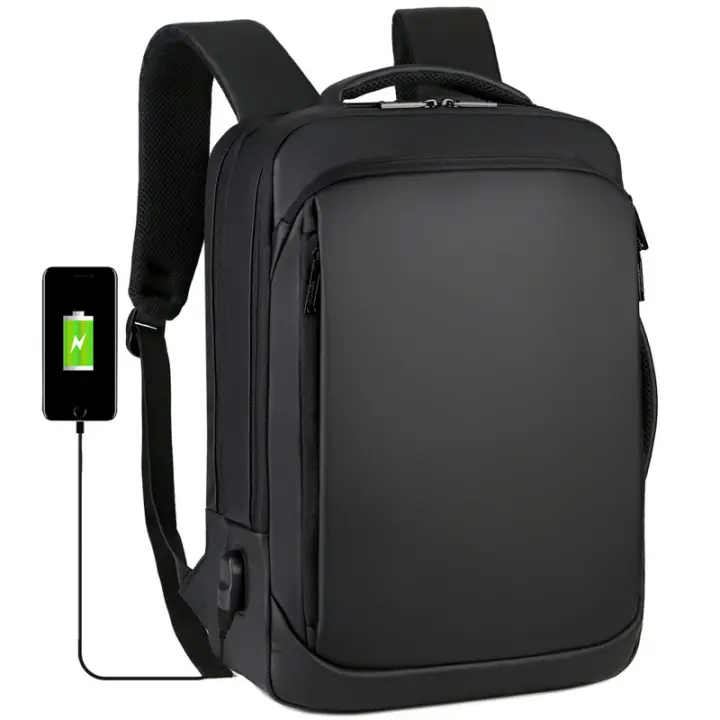 Mochila de viaje de gran capacidad para hombres, bolsa para computadora portátil de negocios con carga USB, bolso al aire libre personalizable - 1