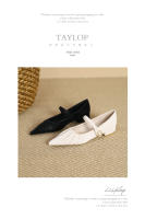 Zapato con punta puntiaguda, hebilla de perla, tacón bajo, hoja de loto arrugada, punta puntiaguda, suela plana. - details 21