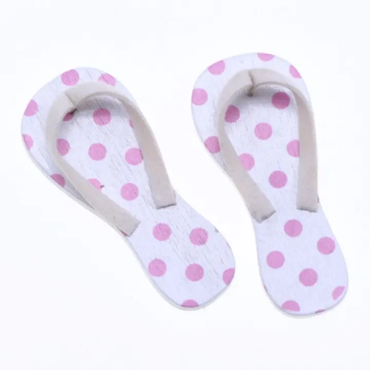 1 par 1:12 casa de muñecas chanclas Mini madera miniatura chanclas decoración simulada Mini zapatillas casuales juguetes para niños - 1
