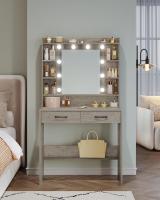 Tocador de Maquillaje con Espejo y Luz LED Estilo Morno para Dormitorio Salón 40x80x149cm - details 22