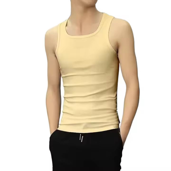 Chaleco elástico fino de verano para hombre, capa Base suave adelgazante, Top juvenil, transpirable, deportivo, Fitness, sudadera blanca a la moda - 1