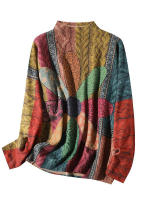 Jersey de cuello alto para mujer, Jersey holgado con estampado, cálido e informal, de lujo, elegante, a la moda, para invierno, 2023 - details 6