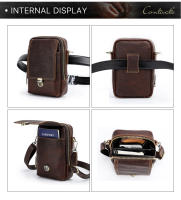 Bolso de Bandolera Casual para Hombres CONTACT'S de Cuero Genuino con Bolsillo para Teléfono Bolso de Cintura para Viajes Material de Lining Poliéster Tamaño Pequeño Estilo de Moda con Rayas - details 12