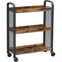 Carrito de Cocina Estrecho, Carrito Auxiliar con Ruedas, Ahorro de Espacio, Estantería de Cocina con Estructura de Hierro, Color Marrón Rústico, 66 x 26 x 85 cm - details 0