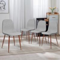 Comedor, Sillas de Cocina Modernas con Patas de Metal y Respaldo Ergonómico, Color Gris Tela, Tejido, Espuma, Unidades - details 1