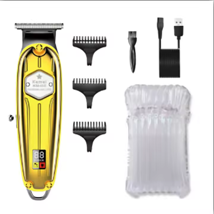 Kemei-cortadora de pelo inalámbrica de metal para hombres, máquina eléctrica de corte de pelo profesional, recargable, Original - 1