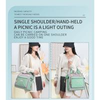 Bolsa de tela impermeable de nailon portátil de gran capacidad bolsa de almuerzo de hilo de bordado para mujer bolsa de hielo bolsa de picnic para salir - details 9