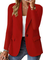 Chaqueta de traje pequeña de manga larga para mujer, Color sólido, otoño - details 4