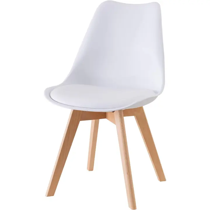 Comedor o de Trabajo con Patas de Madera, Silla Ergonómica con Cojín Integrado, 50X48X82 cm (Blanco, 4) - 1