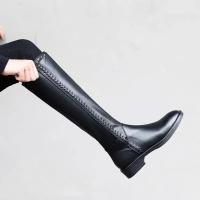 Botas hasta la rodilla para mujer, zapatos sencillos con cremallera, color negro, Otoño e Invierno - details 5