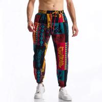 Pantalón en lino imprimé Tribal Boho para hombres, en algodón, décontracté, con cordón de serrage, para deportes al aire libre, curso à pied, sorpresa, été - details 22