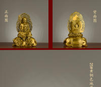 Bodhisattva Ksitigarbha de cobre puro en la montaña Jiuhua, con una gran decoración de la estatua de bronce de los Tres Santos Samantabhadra - details 9