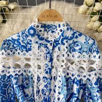 Minivestido ajustado con agujeros y manga acampanada para mujer, minivestido con estampado ral, cuello levantado, con cordones y cintura alta - details 32