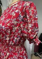 Vestido de mujer, novedad de verano 2025, vestido de longitud media acampanado a la moda con cintura alta y flores redondas para mujer - details 3