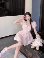 Vestido de Princesa veraniego para Niñas Cuello Cuadrado, Mangas de Burbuja, Cintura Ajustable para Lucir Delgada Versión Coreana - details 16