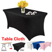 Mantel ajustado de LICRA de 4/6 pies, cubierta de mesa de tela plegable de alta elasticidad, mantel Rectangular para mesa de comedor, banquete, fiesta de boda - details 3