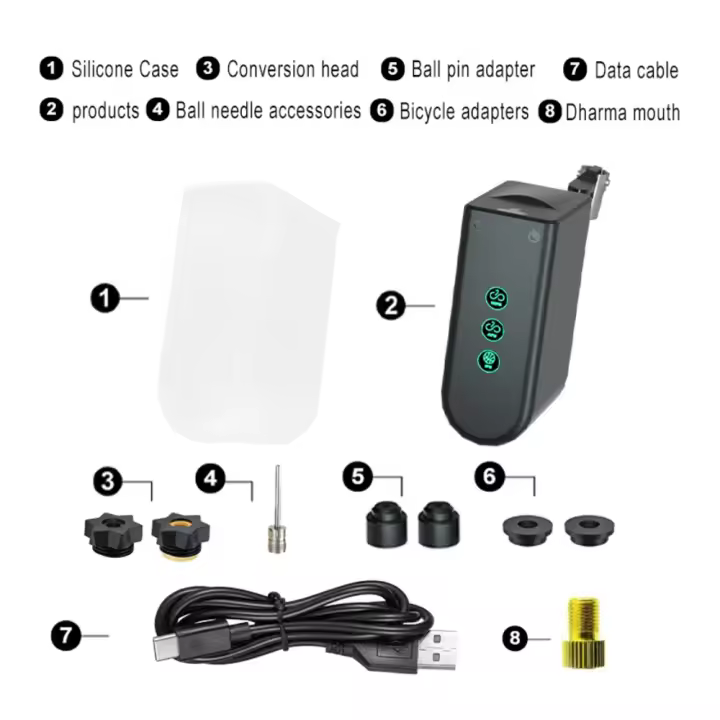 Mini bomba de aire eléctrica de 100 PSI inflador inalámbrico portátil para bicicleta válvula Presta, válvula Schrader inflador de neumáticos con compresor recargable para bomba de bicicleta accesorios para bicicletas MTB de carretera al aire libre - 1