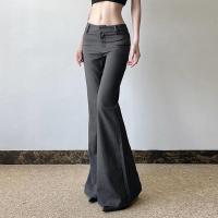 Primavera otoño nueva cintura acampanada desgastada para mujeres, pantalones de vestir de moda coreana - details 2
