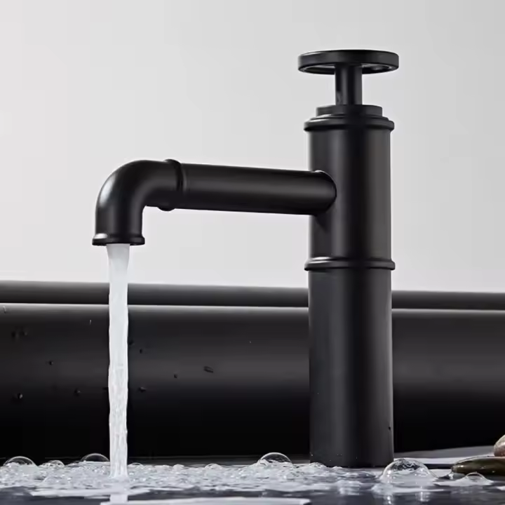 Grifo de diseño de tubería de agua de cobre de estilo Industrial minimalista moderno, grifo para lavar las manos del lavabo del baño - 1