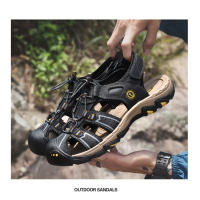 Sandalias de cuero genuino para hombre, zapatos de playa de piel de vaca transpirables, sandalias deportivas para senderismo al aire libre, sandalias romanas para hombre - details 16