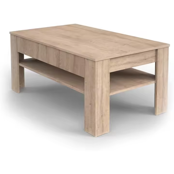 Mesa de centro, mesa central, mesa de sofá, madera ecológica, diseño moderno, estilo nórdico, medidas: 92,2 x 65 cm - 1