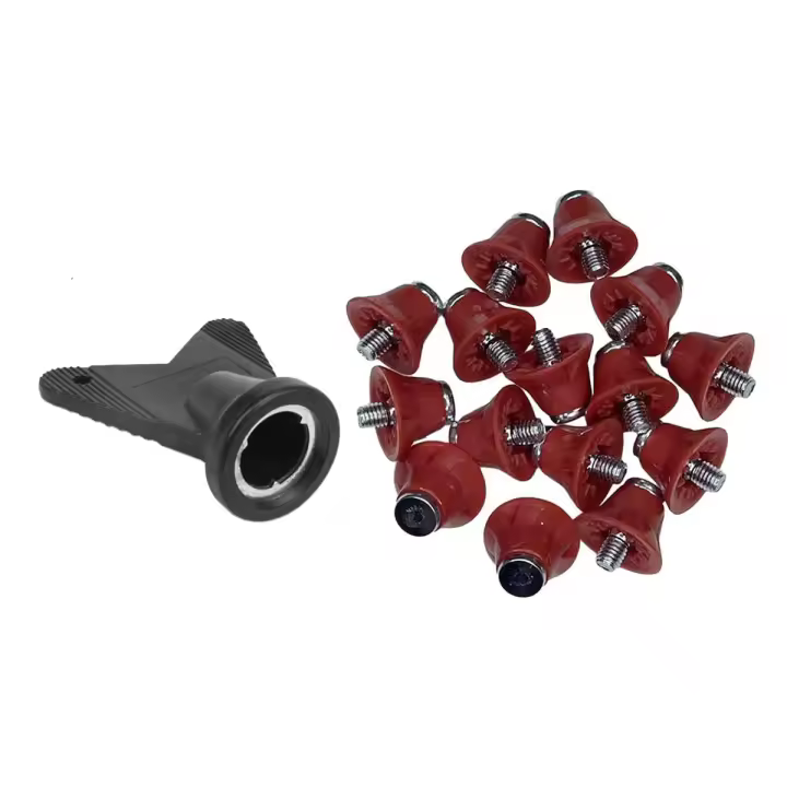 Botas de fútbol de piezas, tachuelas de Rugby, Turf, 13mm, M5, color rojo, 12 unidades - 1