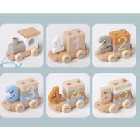 Tren pequeño Digital de juguete de madera para niños, rompecabezas de ensamblaje de bloques de construcción magnéticos para regalos de cumpleaños - details 5