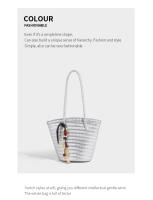 Nuevo bolso de hombro tejido retro para mujer, bolso tipo cubo, bolso tipo cesta de verduras portátil para vacaciones junto al mar - details 14